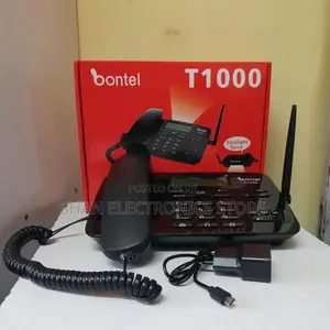 Fixed Wireless Phone Black GSM SMS Fm Dual Sim//Bontel T1000