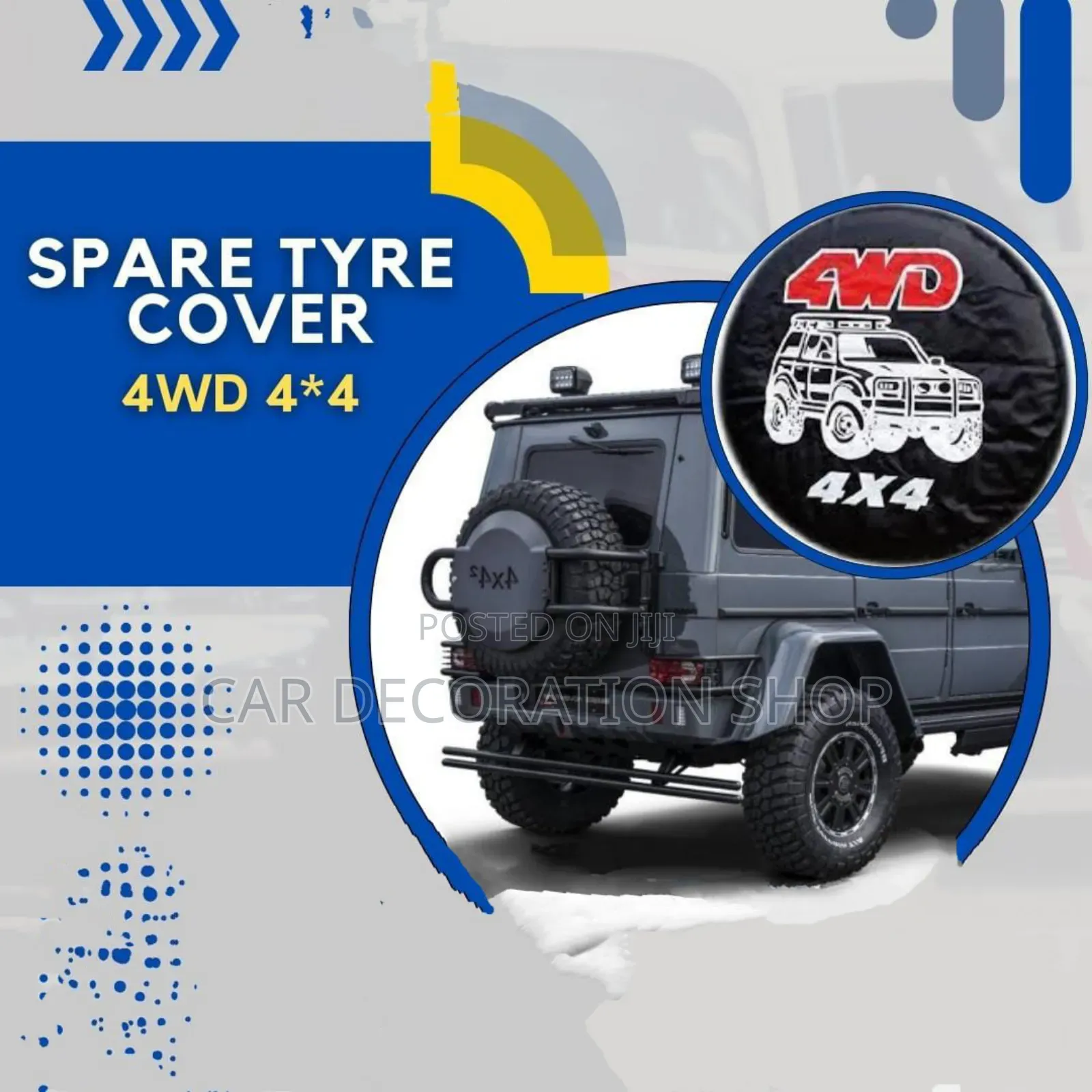 Rear Universal Branded Spare Tire Canvas Cover in 15/16/17"