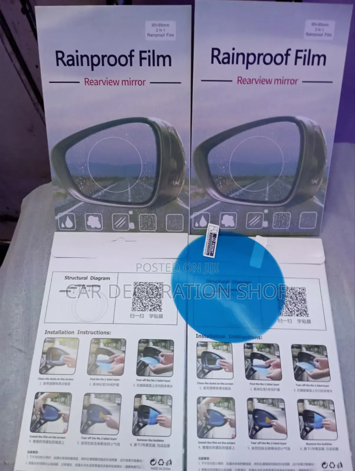 Round Side Mirror Rain Antifog Self Adhesive Clear Film