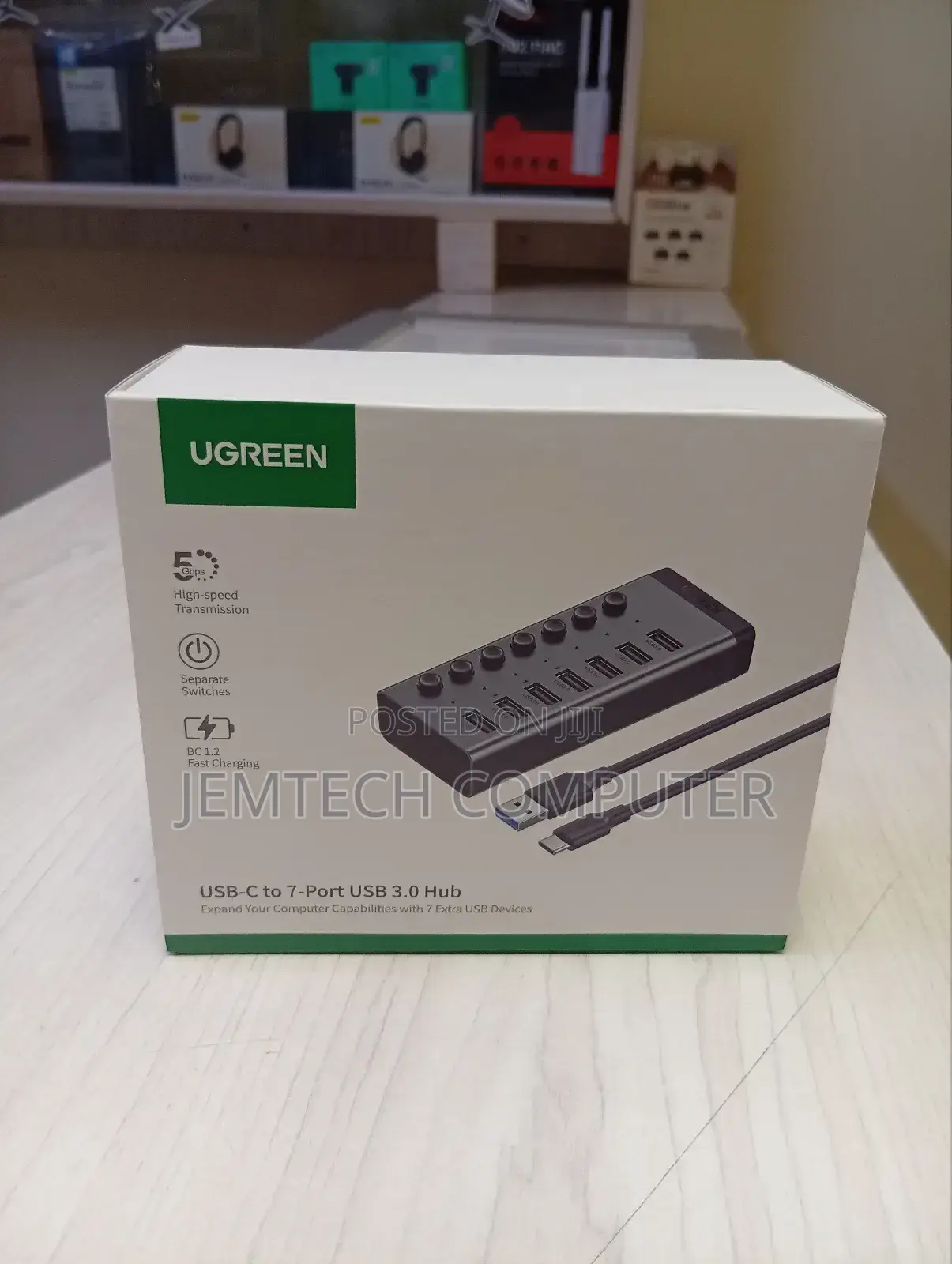 Ugreen Usb 3.0 7-Port Hub-12v2a (Dc: 5.5) Power Supply (Uk)