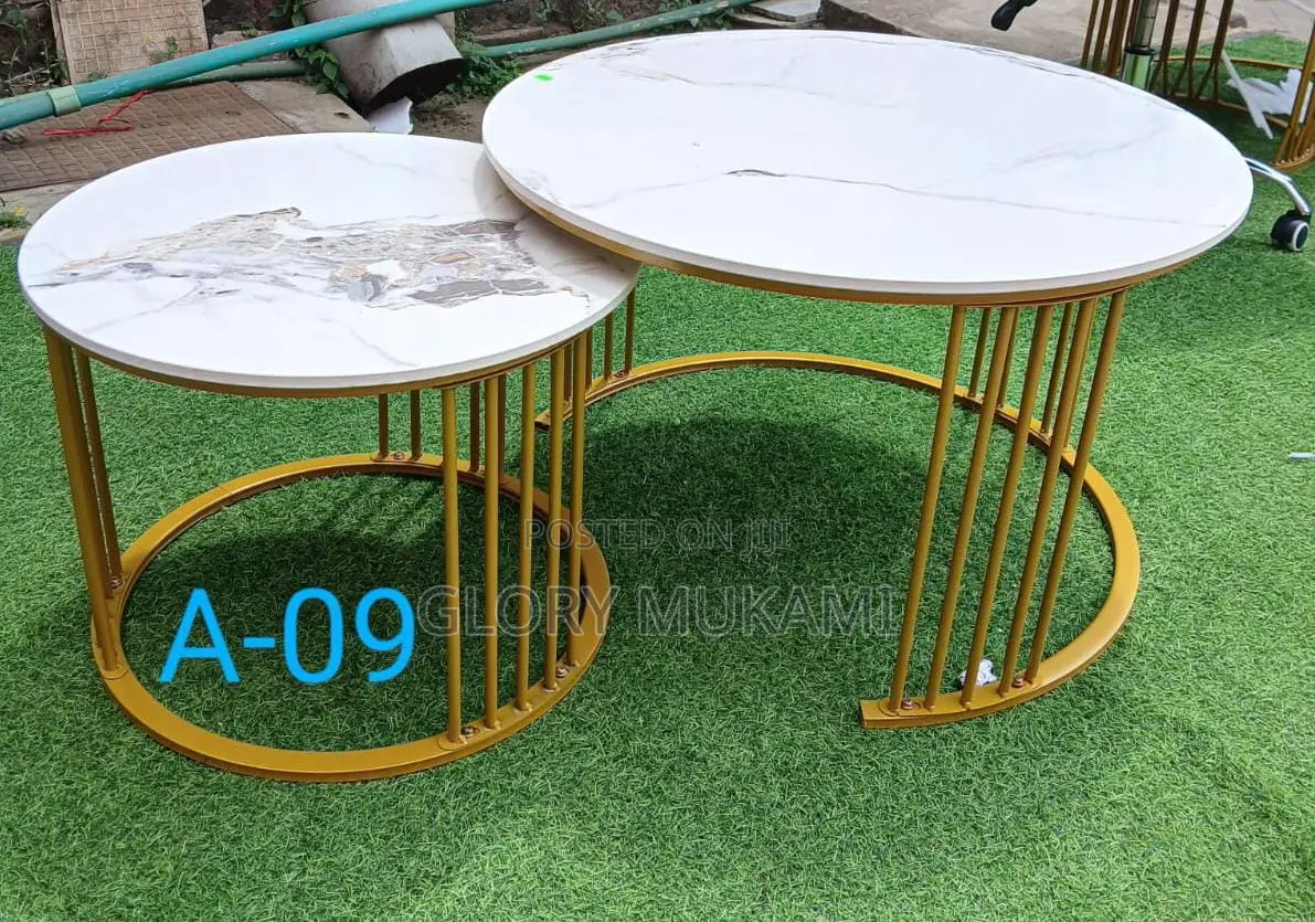 White Gold Marble Coffee Table Set