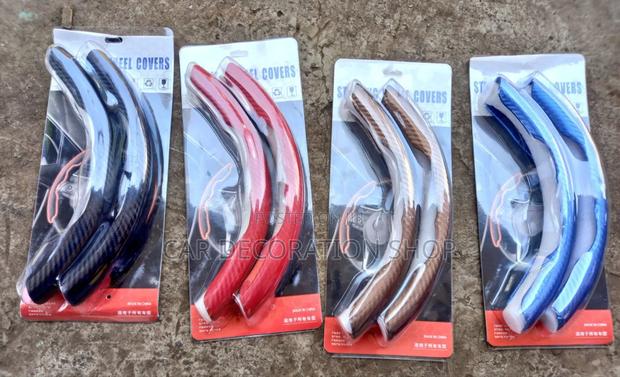 2pc Carbon Style Design Steering Wheel Cover Fits All Cars
