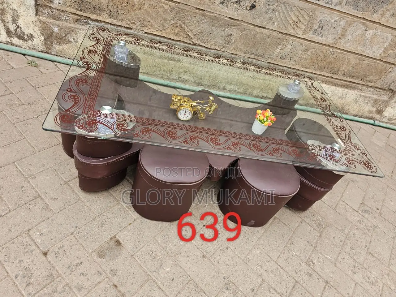 Modern Dining Table With Puff Stools