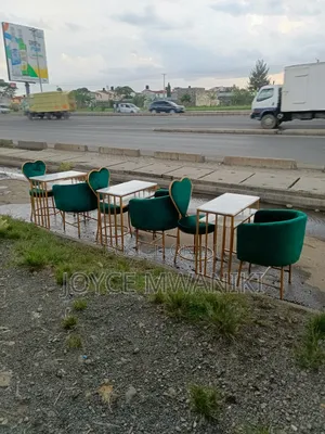 3 Manicure Sets, Green Seats and Marble Table 