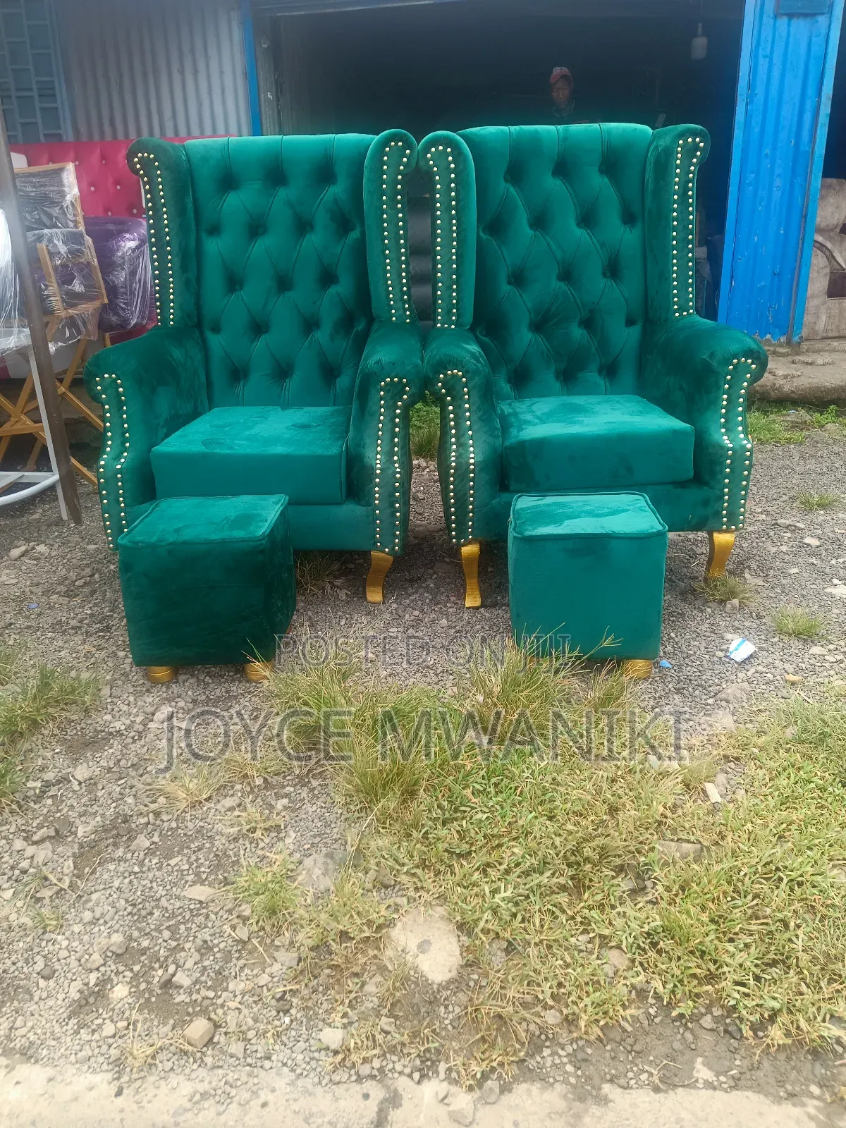Pedicure Seats or King Seats, Plus Stools, Green 