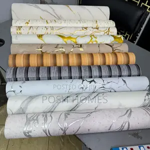Marble Effect Wallpaper to Complete the Fluted Panels