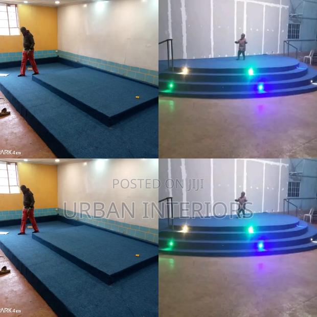 Wall to Wall Church Altar Carpets. Green Blue Altar Carpets