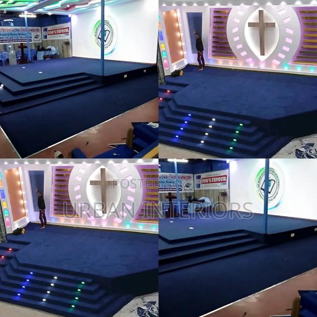 Navy Blue Altar Carpets. Plain and Decored Altar - main view
