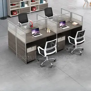 Workstations: 4-Person Dual-Base Computer Workstation Desk
