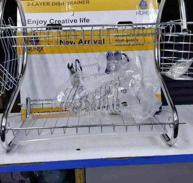 Nunix 2 Tier Stainless Dish Rack With Plastic Tray Drainer