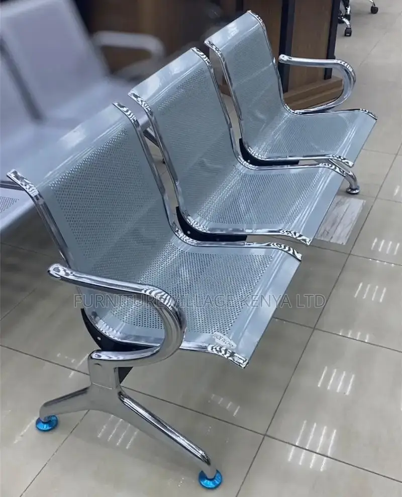 Benches: 3-Section Waiting Steel Office Bench