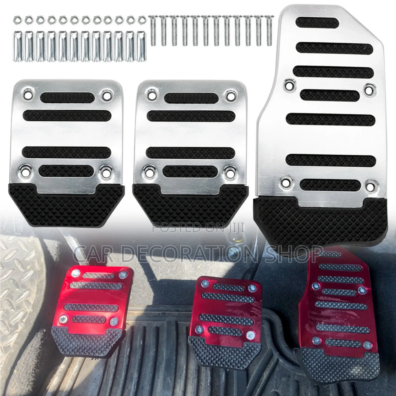 Red 3pc Manual Transmission Pedal Cover Kit