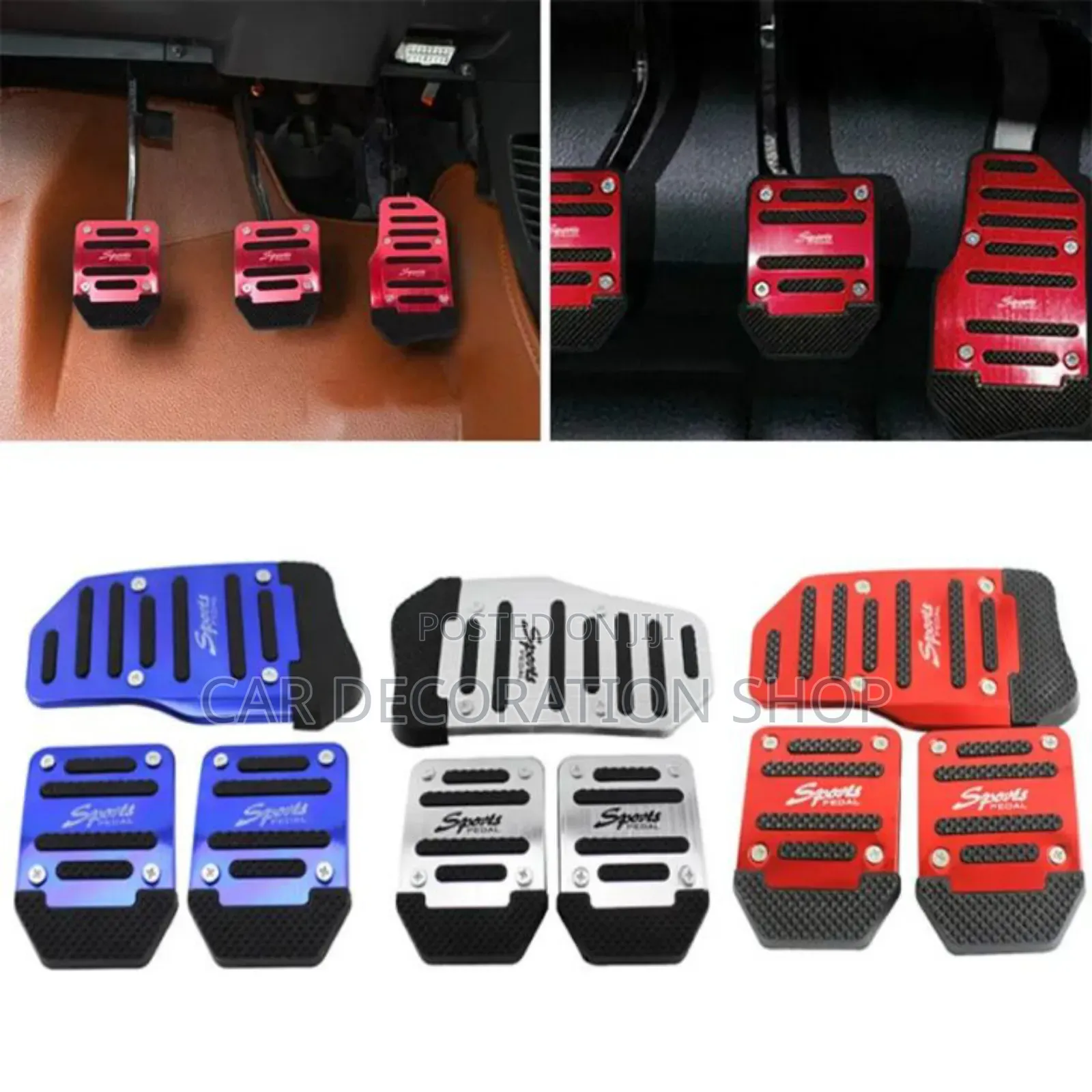 3pc Aluminium Car Colored Pedal Pads