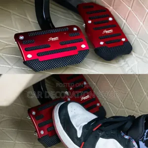 2pc Red Nonslip Pedal Cover Premium Aluminium Alloy Brake L