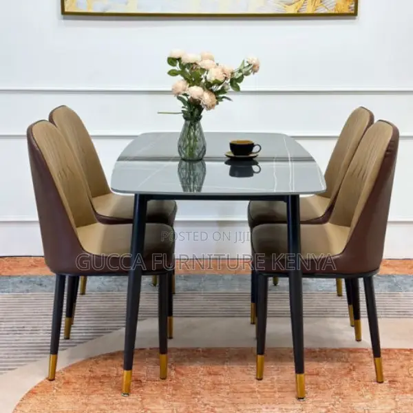 Dining Set: Monet 4-Chair Stone Dining Table Set