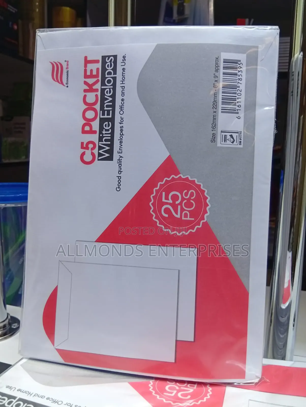 C5/A5 Pocket White Envelope (Economics)- 1piece
