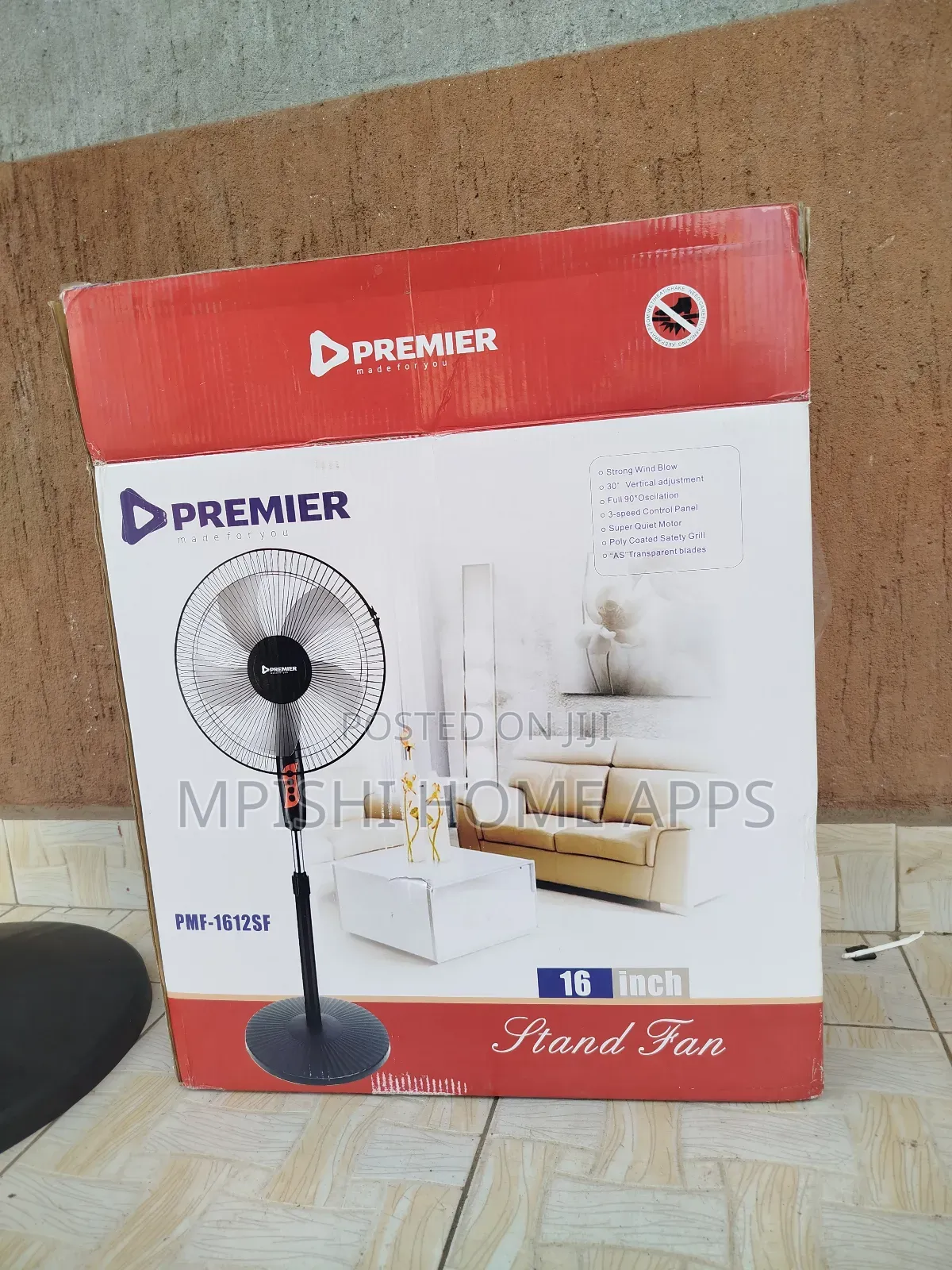 Premier 16-Inch Stand Fan With a Round Base