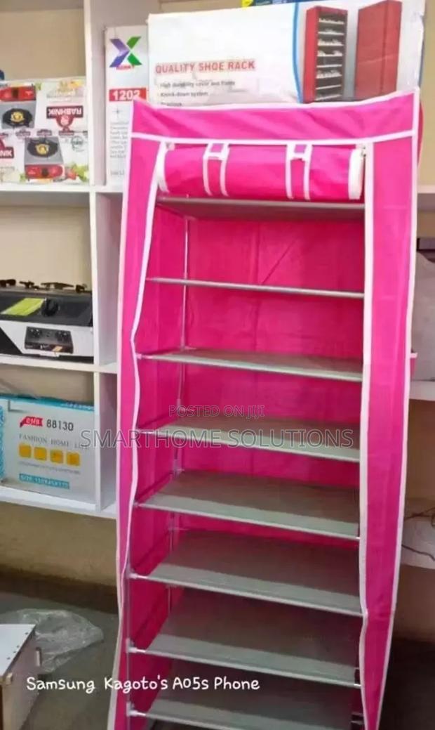 10 Layer Single Column Shoe Rack With Cover