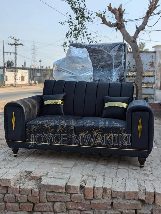 2 Seater Sofa, Black and Gold - main view
