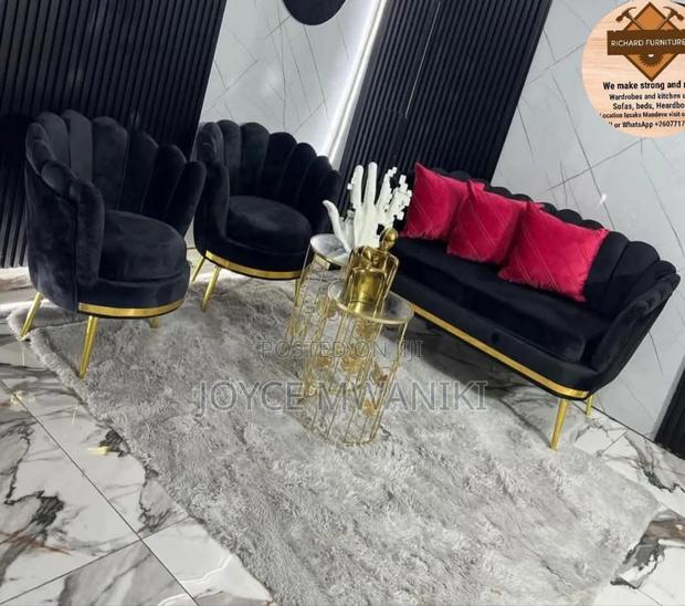 Black and Gold Sofa, 5 Seater 