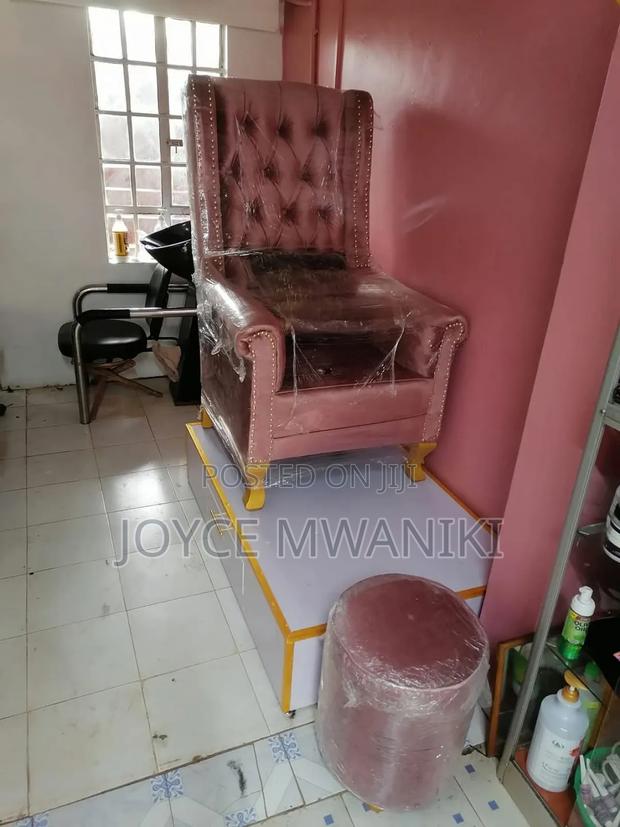 Pedicure Seat, Podium and a Pouf, Peach Colour