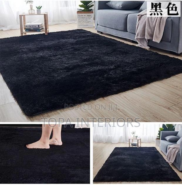 Black Light Fluffy Living Room and Bedside Mats - main view