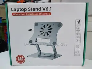 Metal Laptop Stand With Cooling Fan and 360° Rotating Base