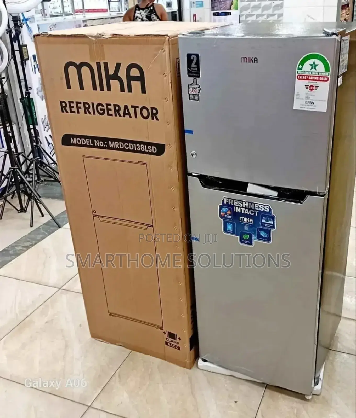 Mika 138 Litres Grey Double Door Electric Fridge