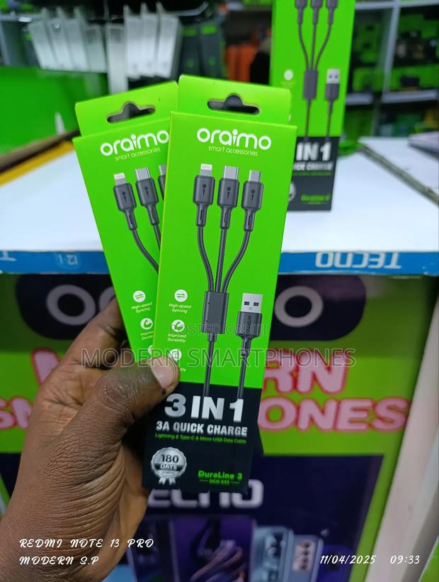 Oraimo 3 in 1 Cable Durable Micro Ocd-X93 - thumbnail 3