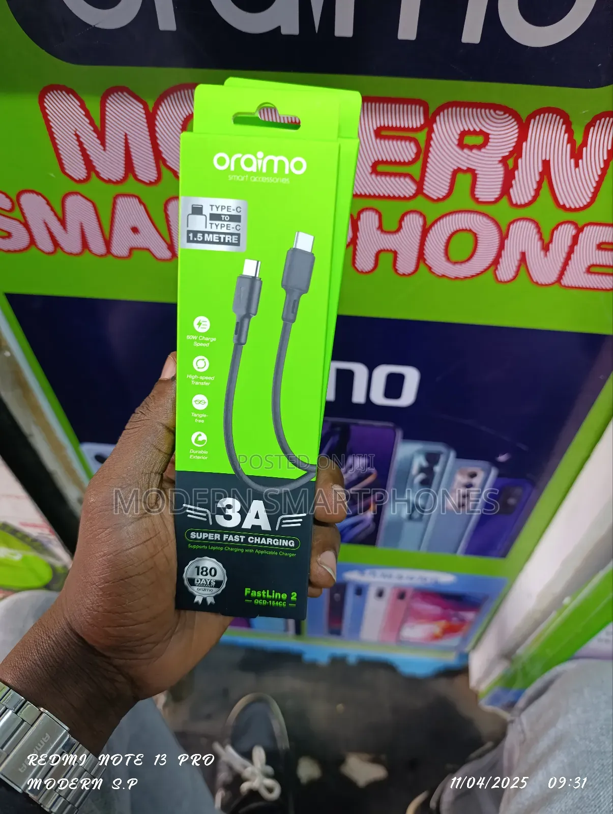 Oraimo Type C to C, 154cc Cable