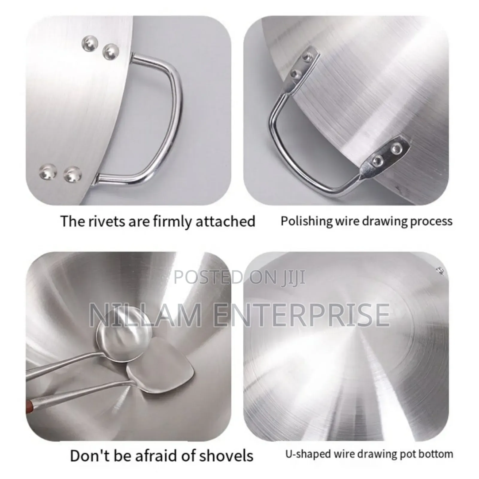 Thickened Heavy Gauge Aluminium Wok Frying Pan 34cm