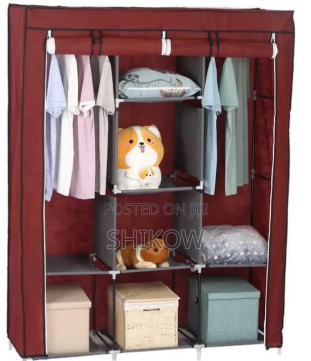 Three Column Wooden Wardrobe(Maroon)
