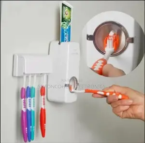 Wall Mount Toothpaste Dispenser With Toothbrush Holder