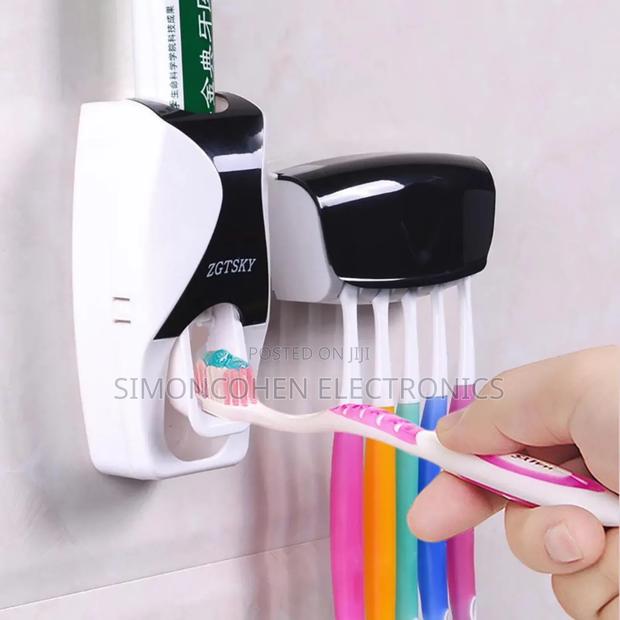 Simple Toothpaste Dispenser + 5pcs Toothbrush Holder