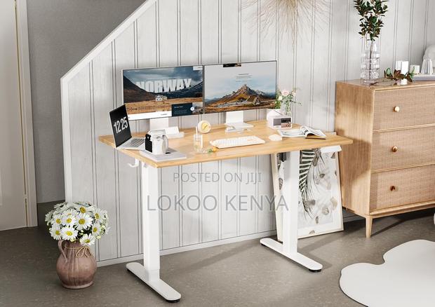 Office Desk: Wood -Top Sit and Stand Electric Office Desk