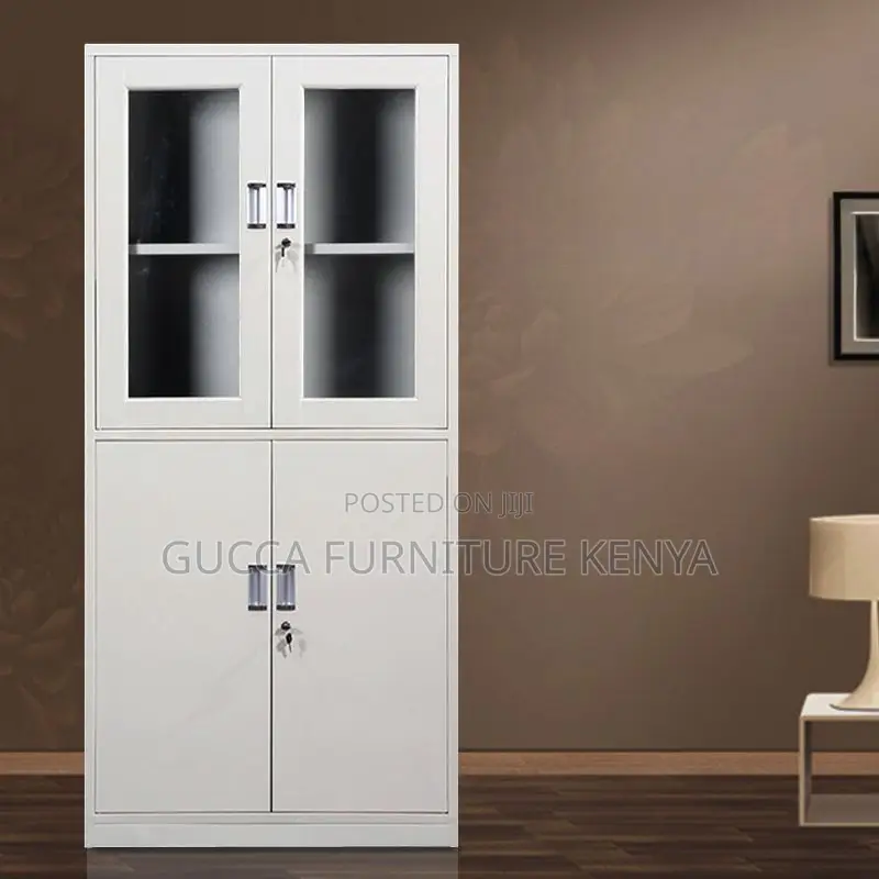 Office Cabinet:2-door Gray Assembled Office Storage Unit