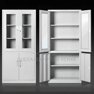 Office Cabinet:2-door Gray Assembled Office Storage Unit
