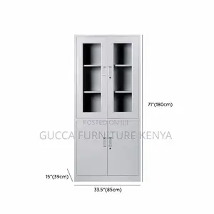 Office Cabinet:2-door Gray Assembled Office Storage Unit