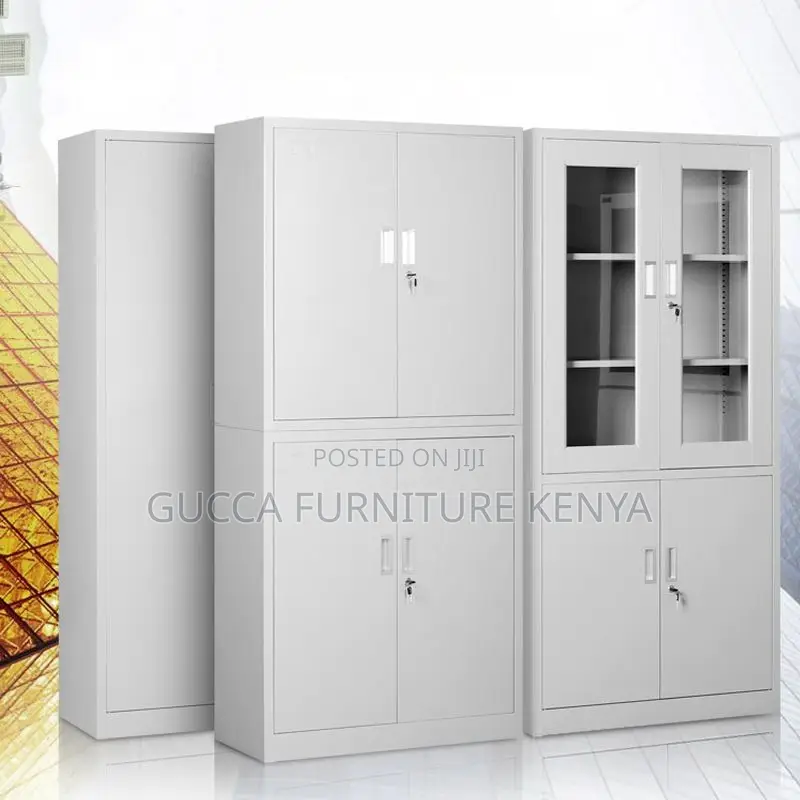 Office Cabinet:2-door Gray Assembled Office Storage Unit