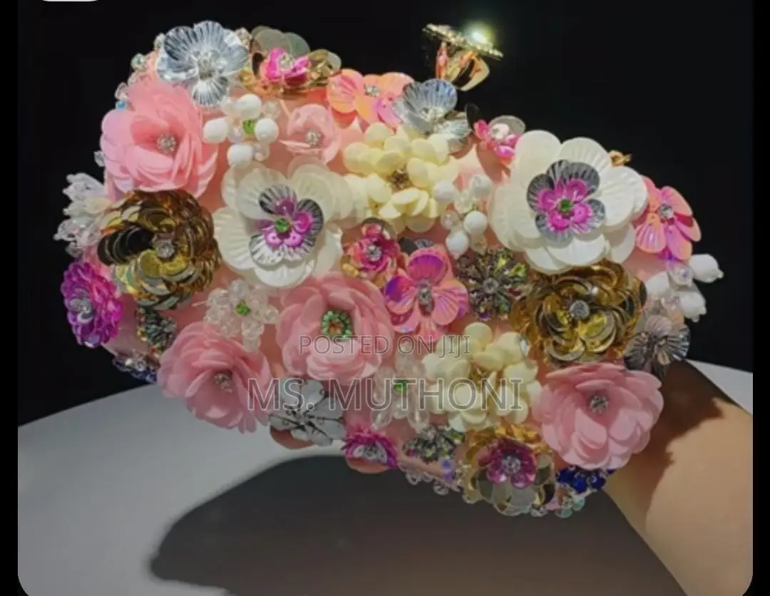 *3d Beaded Flower Evening Clutch Bag