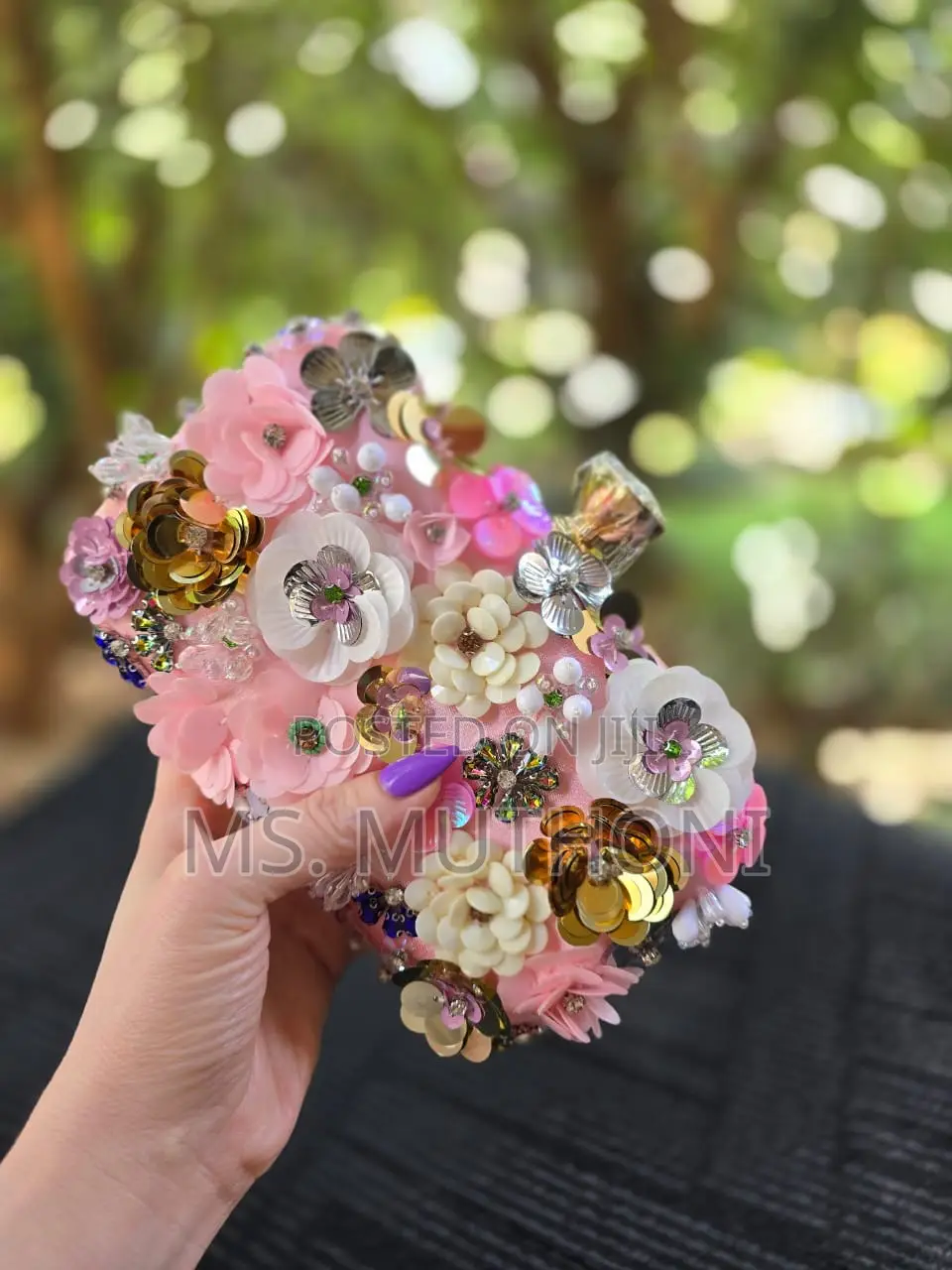 *3d Beaded Flower Evening Clutch Bag