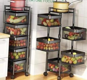 5 Tier Square Fruit Rack With Wheels - thumbnail 2