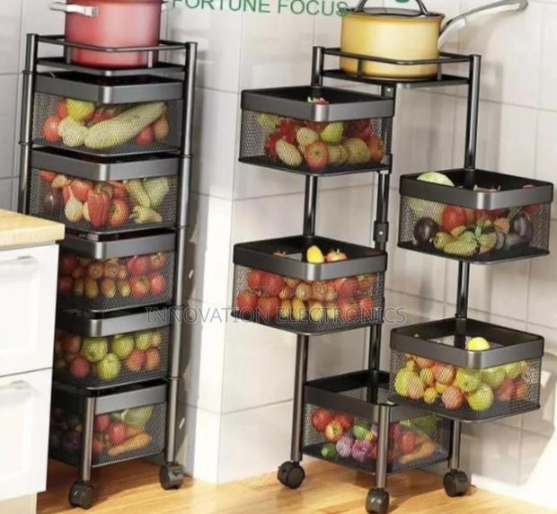5 Tier Square Fruit Rack With Wheels - main view