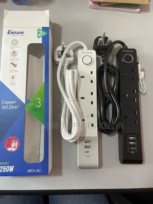 Tronic Ensave Extension Cables Black / White 3 Way With Usb