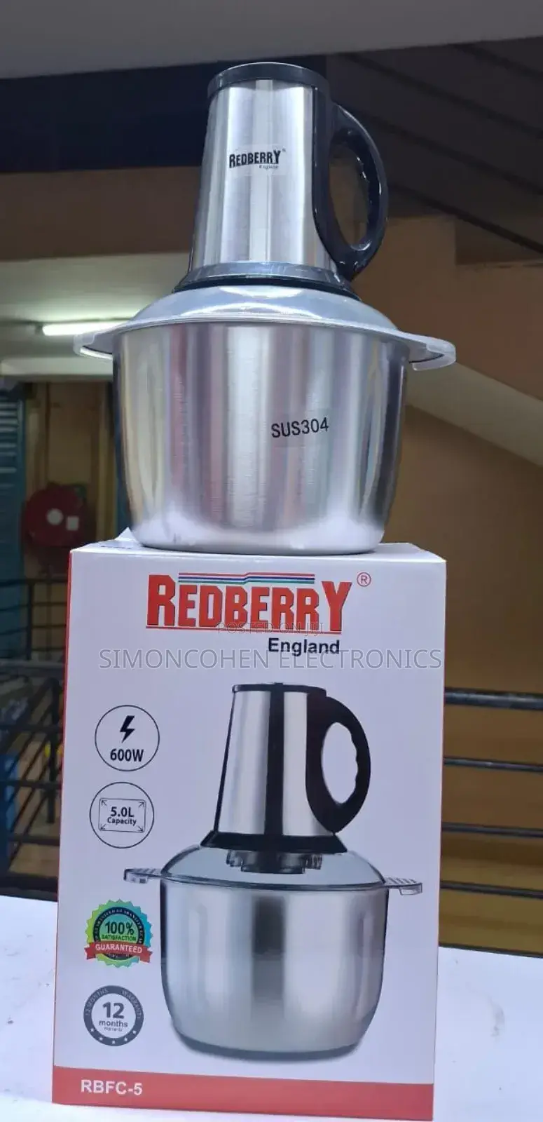5ltrs Redberry Stainless Steel 
Food Chopper