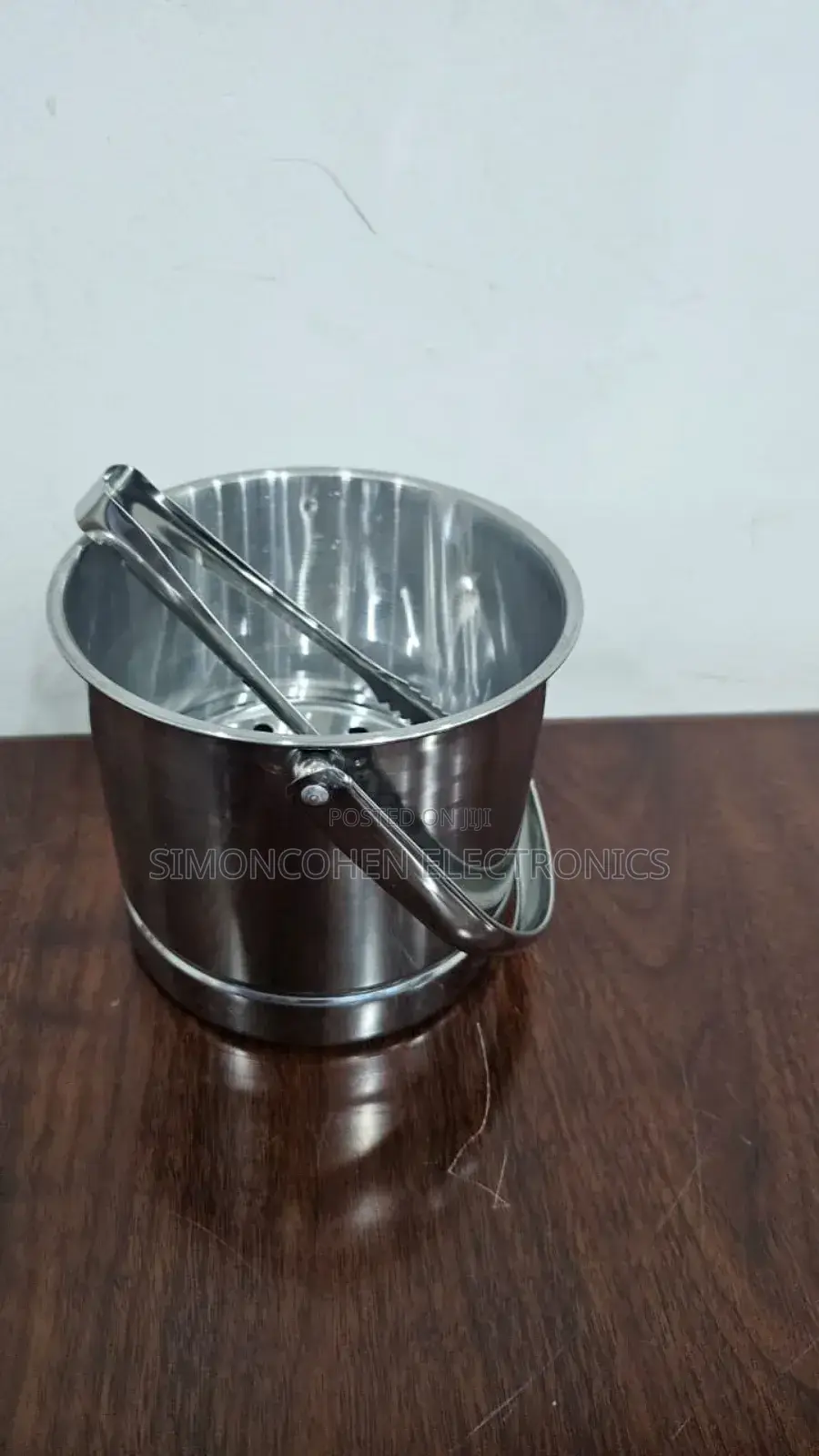 Metallic Ice Cube Bucket With Liquid Separator and Tongs