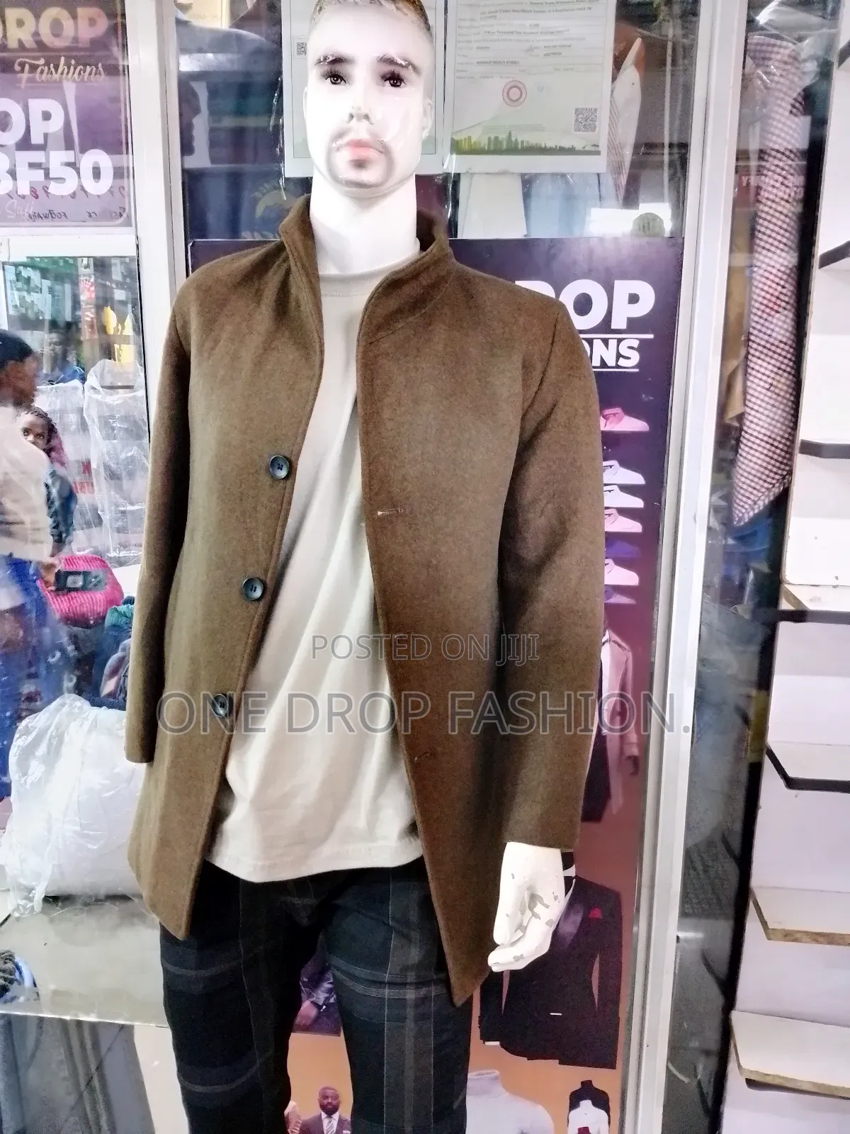 Beige/Brown Long Coats for Men