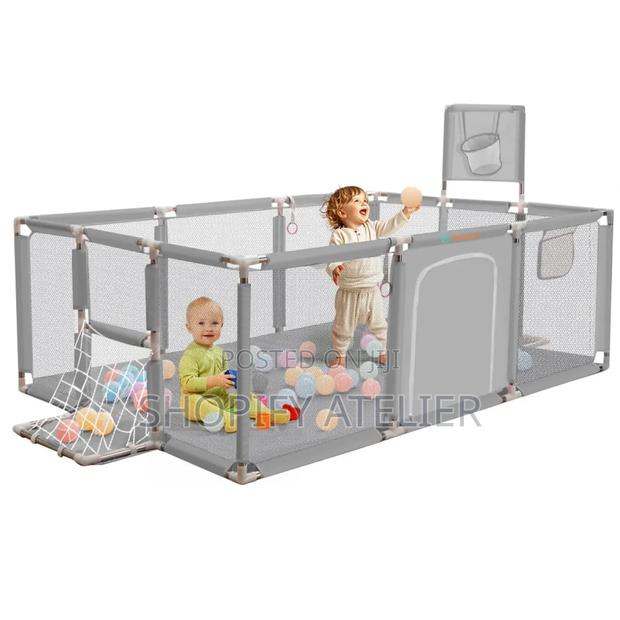 Rectangular Baby Playfence in Green,Red,Pink, Gray and Blue - main view