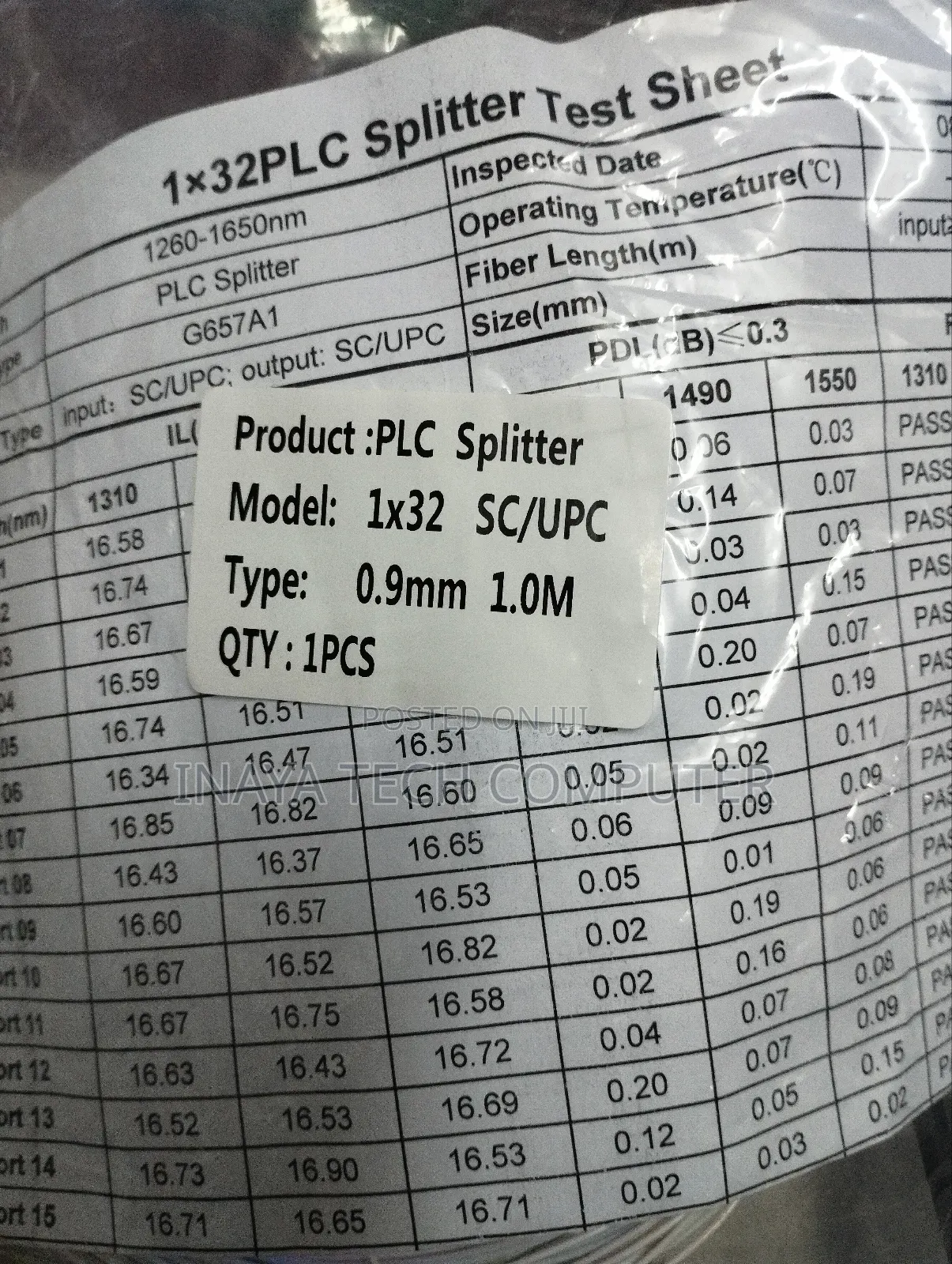 1 by 32 Single Mode Fiber Optic Splitter