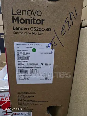 >Lenovo G32qc-30 31.5" QHD Curved Gaming Monitor, >